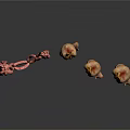 Fresh String of Sausages and Hanging Raw Chicken as Culinary Ingredients on White Background