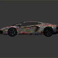 Colorful Graffiti Covered Sports Car With Vibrant Multicolor Patterns And Sleek Design