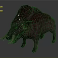 Mythical Boar Creature with Purple Red Skin Large Tusks and Spiked Mane
