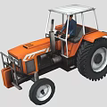 Orange Tractor With Cab And Driver Inside Featuring Large Wheels Design 3d model