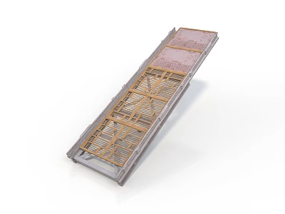 Heavy Duty Metal Frame Loading Ramp With Grid Structure And Wooden Plank Surface 3d model