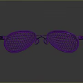 Modern Stylish Purple Mesh Lens Sunglasses With Metallic Oval Frame Design