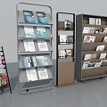 Multi Tiered Magazine Display Racks With Metal Frames And Various Publications