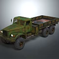 Vintage Green Military Truck With Open Cargo Bed And Large Wheels