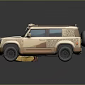 Beige SUV Model With Character Figure And Yellow Leopard Print Shoes