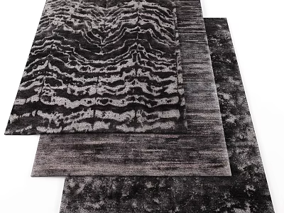 Square Rugs Featuring Abstract Wavy Patterns In Dark And Light Gray Tones 3d model
