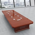 Polished Mahogany Conference Table with Integrated Controls in Bright Office with City View