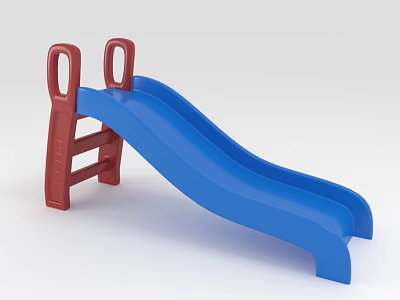 Children's Plastic Slide with Blue Chute and Red Ladder for Kids Playground Equipment 3d model