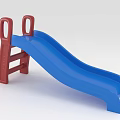 Children's Plastic Slide with Blue Chute and Red Ladder for Kids Playground Equipment