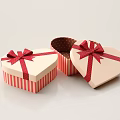 Heart Shaped Gift Boxes With Red Bows And Striped Design Open With Polka Dot Lining