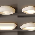 Modern White Flush Mount Ceiling Light with Round and Square Shapes Soft Illuminated Design 3d model