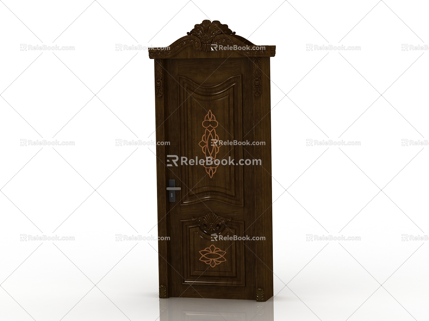 European-style interior door solid wood door 3d model