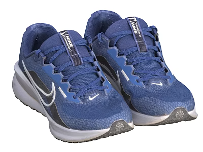 Nike Blue Running Shoes Featuring White Swoosh Lace Up Design And White Sole 3d model