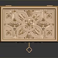 Golden Intricately Carved Decorative Box With Elegant Floral Patterns And Design