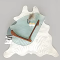 Glass Top Coffee Table With Wooden Legs Feather Vase And Candles On Wavy White Surface