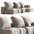 Modern Modular Sectional Sofa With Soft Gray Fabric Multiple Pillows And Throw Blanket 3d model