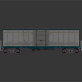 Red Striped Rustic And Gray Roof White Blue Freight Train Cars Design