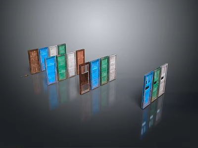 Home Entrance Doors In Various Colors Different Materials And Modern Styles 3d model