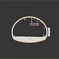 Orange Semi Circular Structure Interior Design With Gray Floor White Walls Railings And White Blocks