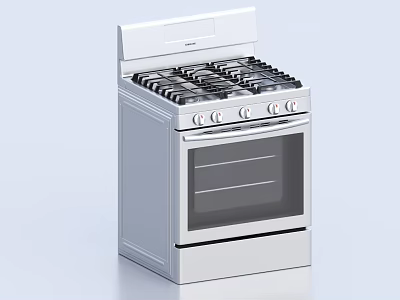 Stainless Steel Gas Stove Oven Kitchen Appliance with Four Burners and Modern Design 3d model