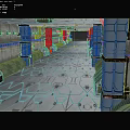 Sci Fi Interior Corridor With Blue Geometric Floor Pattern Metal Structures And Hi Tech Ceiling Design