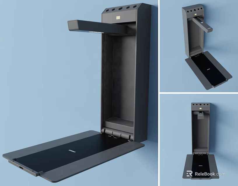 Wall-mounted Modern Office Appliance with Foldable Work Platform and Sleek Design for Space-saving Office Setup 3d model