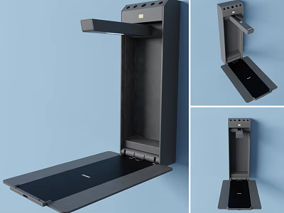 Wall-mounted Modern Office Appliance with Foldable Work Platform and Sleek Design for Space-saving Office Setup 3d model