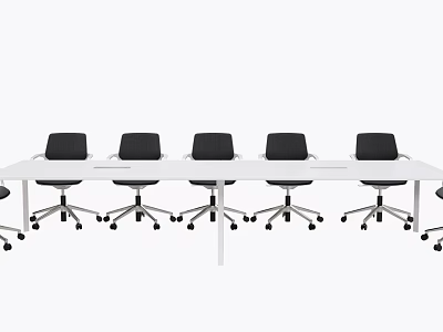 Modern White Conference Table With Black Office Chairs And Sleek Office Design 3d model