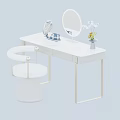 Elegant Luxury Dressing Table With Marble Top LED Makeup Mirror And Comfortable Upholstered Vanity Chair