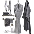 Stylish Soft Gray Bathroom Accessories Bathrobe Towels And Towel Rack For Modern Bathroom