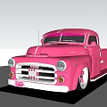 Pink Vintage Truck With Shiny Exterior And Custom Retro Classic Design