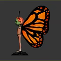 Game And Movie Character With Green Skin Orange Body Green Antennae And Orange Butterfly Wings
