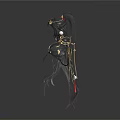 Elegant Black Long Hair Accessories With Golden Decorations Tassels And Three Angles