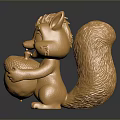Golden Squirrel Statue Holding Acorn With Shiny Metallic Finish And Detailed Craftsmanship