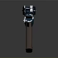 Futuristic Sci Fi Blaster Weapon With Blue Metallic Body And Brown Wooden Grip