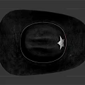 Black Cowboy Hat With Silver Star Badge And Red Band 3d model