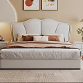Double Bed With White Upholstered Headboard Brown Comforter And Nightstands In Modern Bedroom Interior