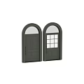 Green Arched Doors With Glass Panels And Solid Design For Home Exterior
