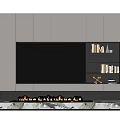 Modern TV Background Wall Design With Built in Bookshelves And Marble Base
