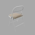 Folding Dining Chair with White Frame and Beige Cushion for Simple Home Use