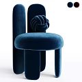Elegant Navy Blue Velvet Accent Chair With Modern Knot Backrest Detail Design