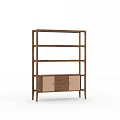 Modern Wooden Shelf Unit With Open Layers And Storage Drawers Design