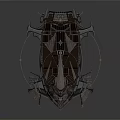 Weathered Retro Futuristic Mechanical Structure With Metallic Wings And Intricate Design