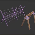Modern Scene Components With Black Metal Frame Cross Supports White Lines And Wooden Frame Metal Connectors