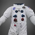 Full Body Astronaut Human White Spacesuit With NASA Logo Buttons And Badges