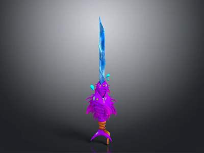 Magical Fantasy Glowing Sword With Blue Blade And Purple Decorative Hilt 3d model