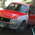 Classic Red And White Sedan Car With Retro Exterior Design Features