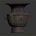 Ancient Bronze Vessel With Intricate Carvings Decorative Handles And Wide Mouth Base