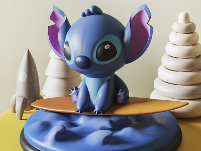 Modern Stitch Handmade Disney Children's Toys Stitch Furnishings Cartoon Trendy Play Ornaments Furnishings 3d model