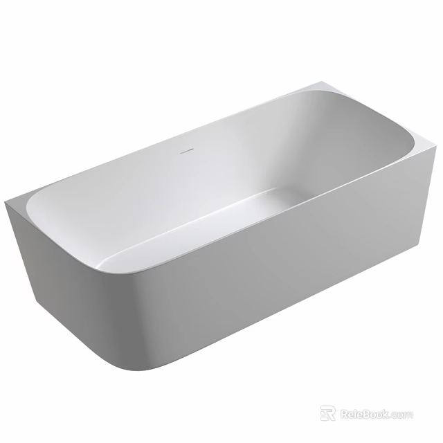 Modern Freestanding White Bathtub With Sleek Rectangular Design And Smooth Surface 3d model 